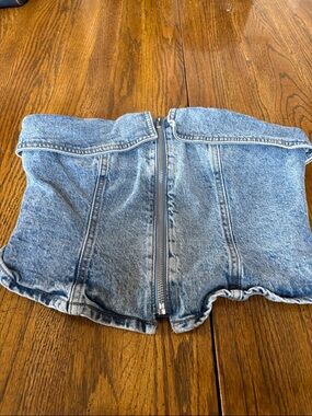 wild fable light blue denim corset tube top